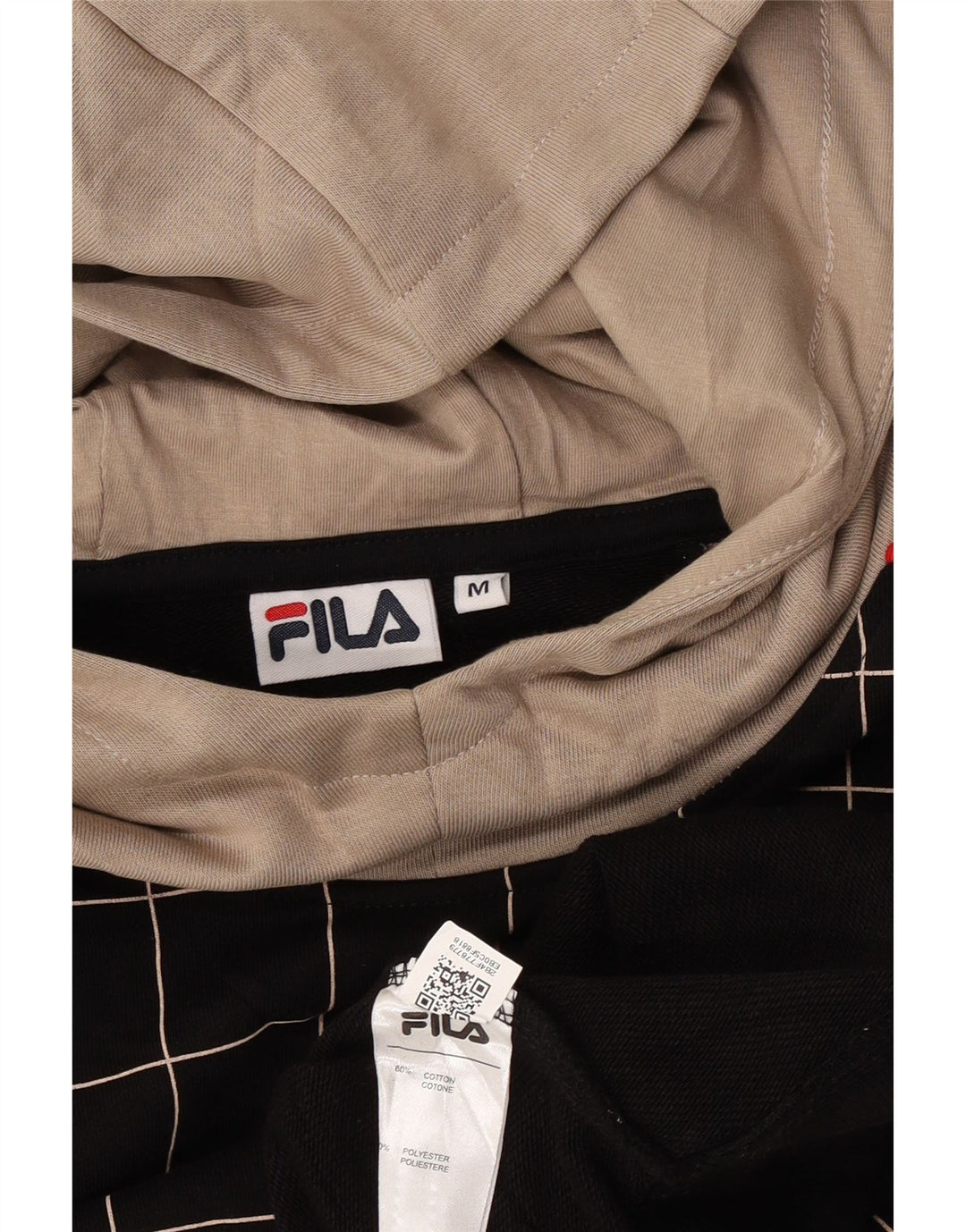 Fila Herren Change the Game Graphic Kapuzenpullover Mittelschwarz kariert Baumwolle