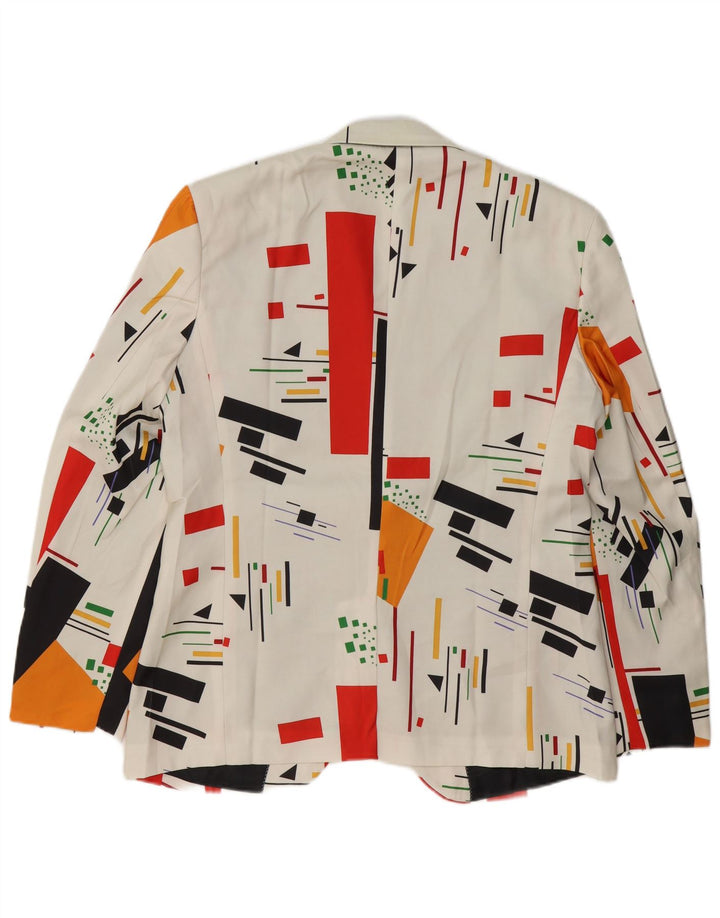 Vintage Herren 1-Knopf-Blazer-Jacke, UK 40, groß, weiß, geometrisch