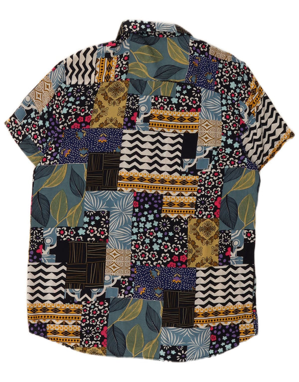 Vintage Herren Kurzarmhemd Medium Mehrfarbig Patchwork