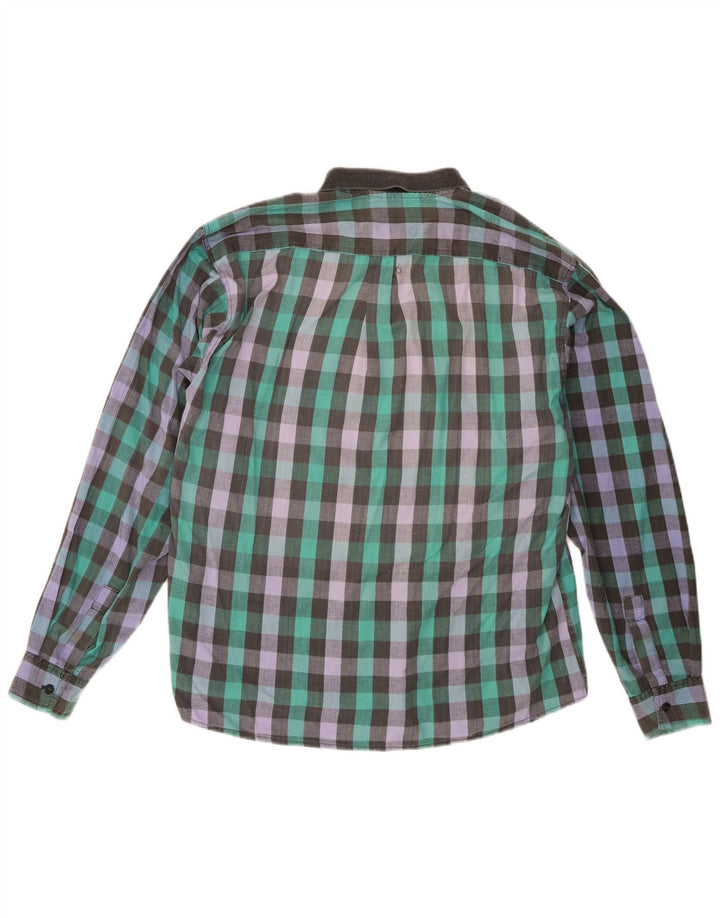 Vintage Herrenhemd XL Mehrfarbige Gingham-Baumwolle