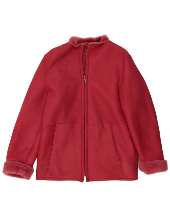 Jake's locker sitzende Shearling-Jacke für Damen, EU 36, kleines rosafarbenes Leder