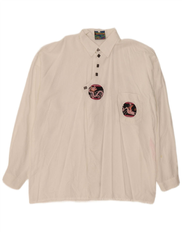 Vintage Herren Pullover Shirt groß weiß gefleckt