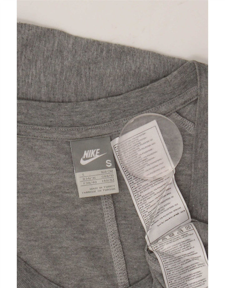 Nike Damen Top Langarm UK 10 Small Graue Baumwolle