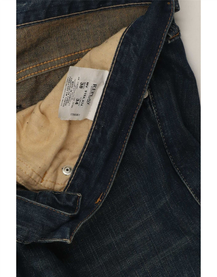 Replay Herren Straight Jeans W38 L29 Blau