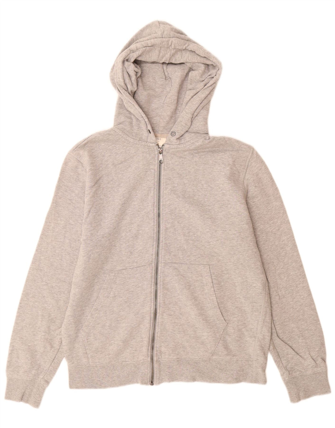 Marks & Spencer Herren-Kapuzenpullover mit Reißverschluss, mittelgrau gesprenkelte Baumwolle