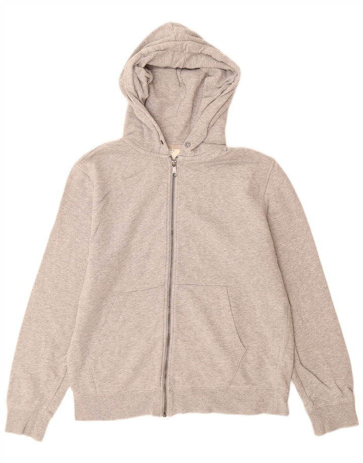 Marks & Spencer Herren-Kapuzenpullover mit Reißverschluss, mittelgrau gesprenkelte Baumwolle