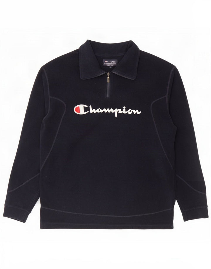 Champion Herren-Fleecepullover mit Reißverschluss, groß, marineblaues Polyester