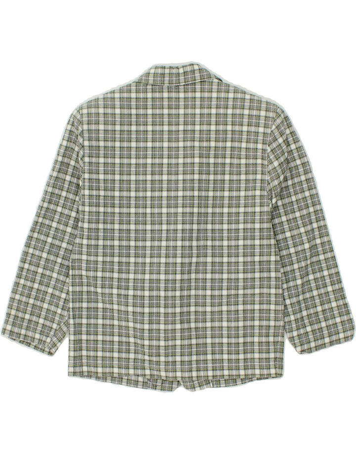 VINTAGE Womens Crop 2 Button Blazer Jacket UK 8 Small Green Check Cotton Vintage Vintage and Second-Hand Vintage from Messina Hembry 