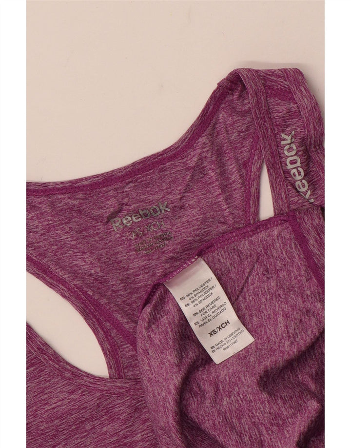 REEBOK Damen-Trägershirt UK 6 XS Lila meliertes Polyester