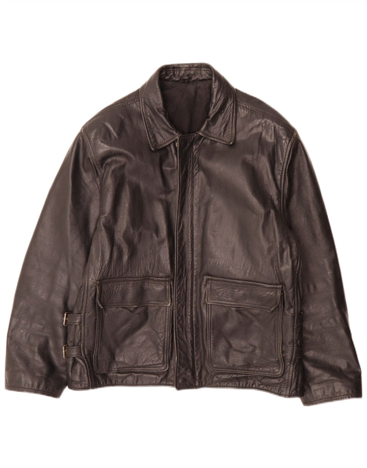 Vintage Herren Lederjacke IT 48 Medium Schwarz