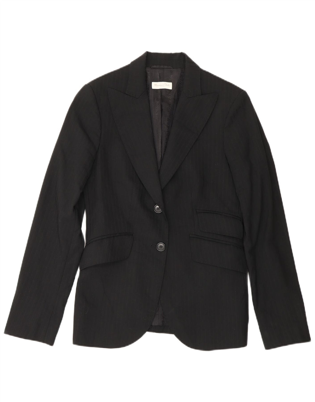 Massimo Dutti Damen 2-Knopf-Blazerjacke EU 38 Kleine schwarze Nadelstreifen