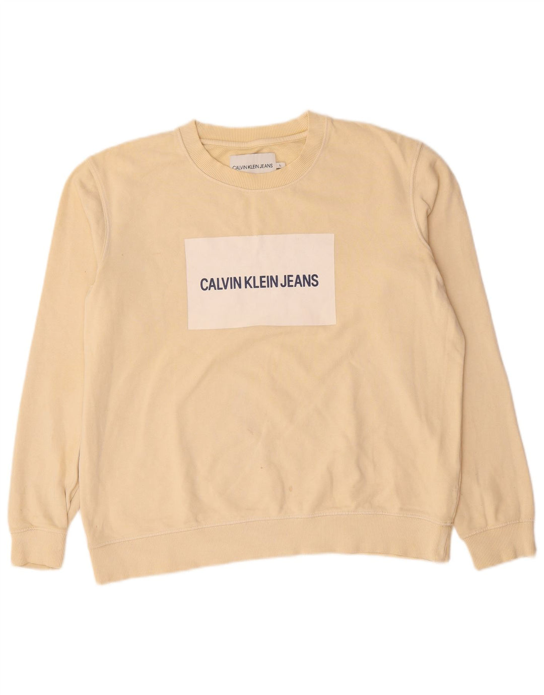 Calvin Klein Jeans Herren-Sweatshirt mit Grafik, groß, beige Baumwolle