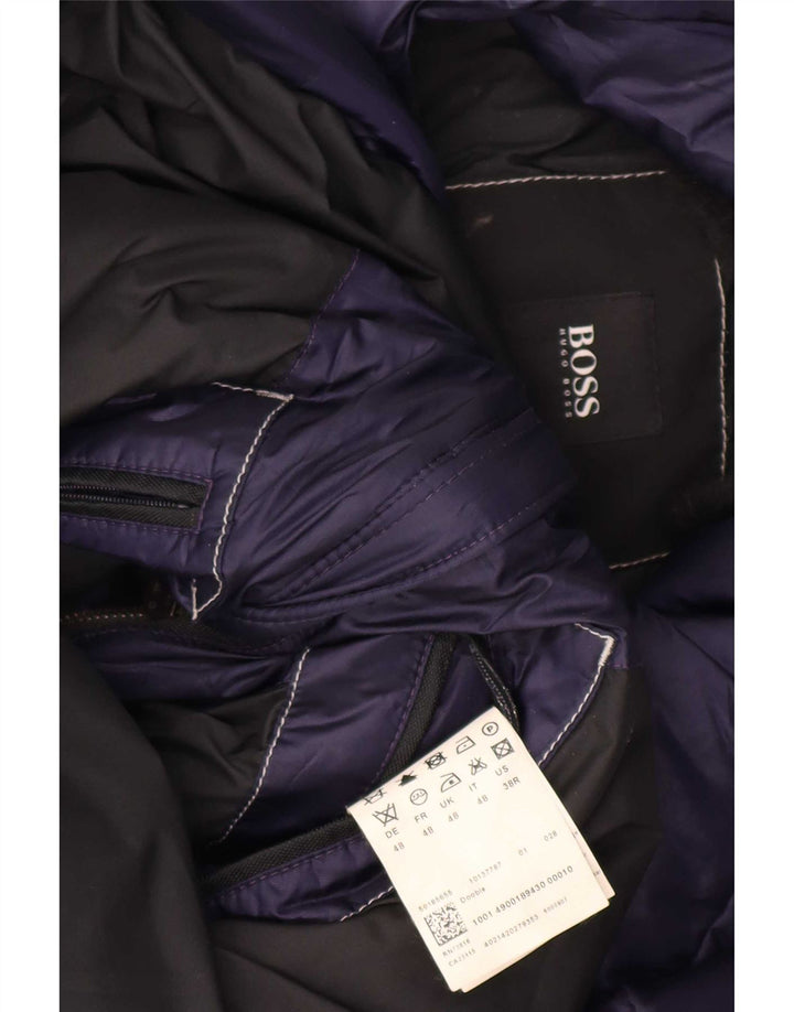 Hugo Boss Herren Wattierte Jacke EU 48 Medium Marineblau Polyester