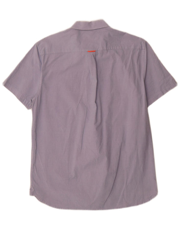 Superdry Herren Kurzarm-Hemd mit normaler Passform, Größe L, Blau