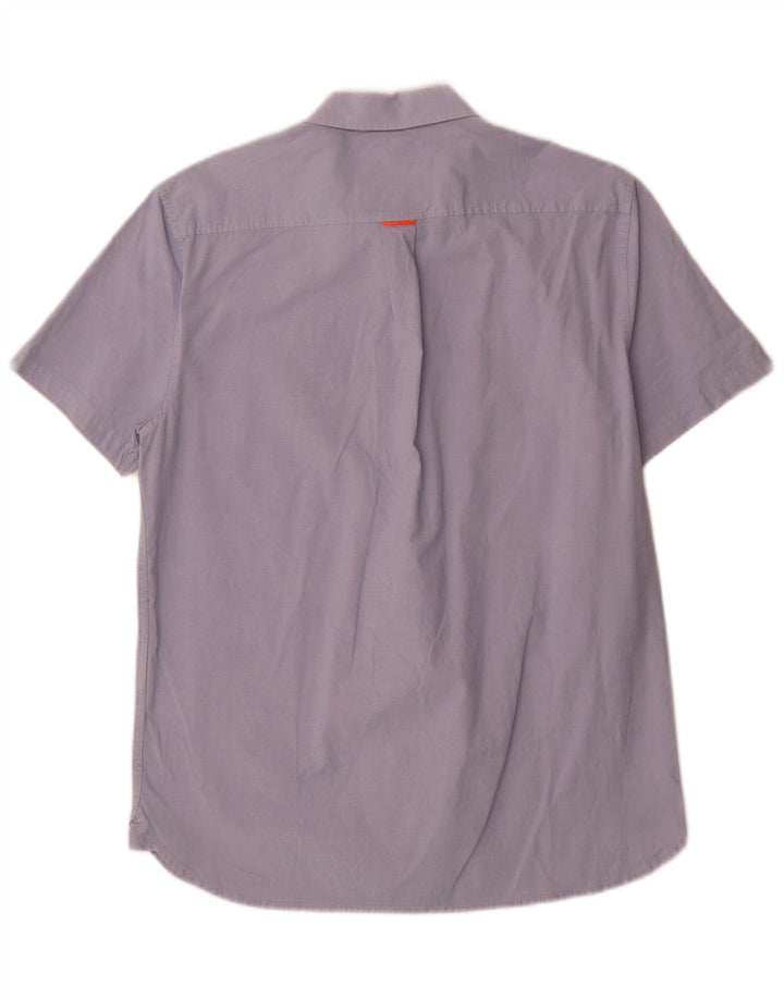 Superdry Herren Kurzarm-Hemd mit normaler Passform, Größe L, Blau