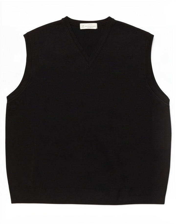 Marks & Spencer Herren Weste Tank Top Large Schwarz Schurwolle