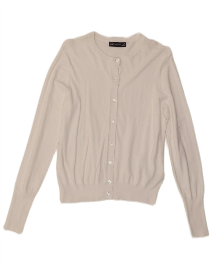 Marks & Spencer Damen-Cardigan-Pullover UK 10 Small Weiße Viskose