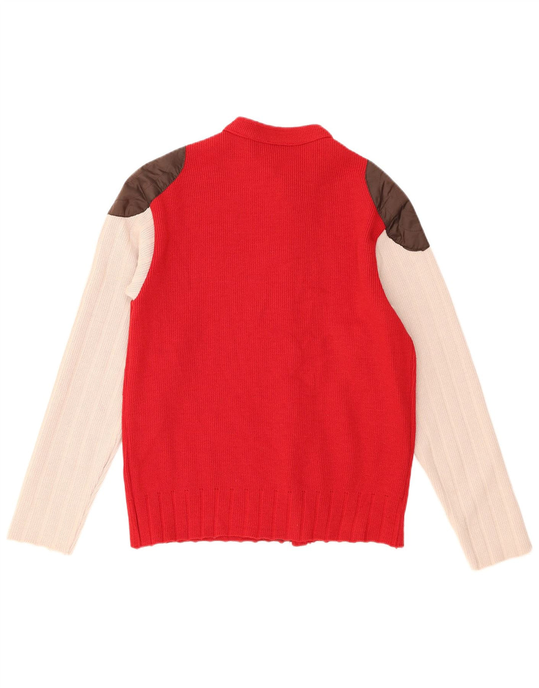 Studio Herren-Cardigan-Pullover Mittelrotes Farbblock-Acryl