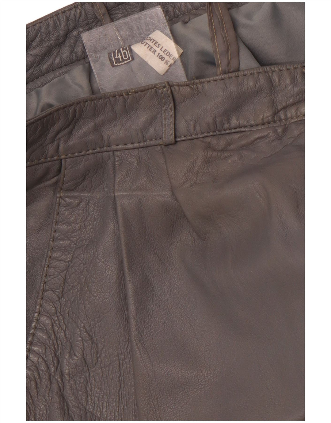 VINTAGE Damenhose mit hoher Taille, IT 46, groß, W30, L31, graues Leder