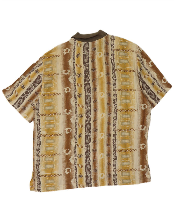 Vintage Herren Kurzarm-Pullover-Hemd, groß, gelb geblümt