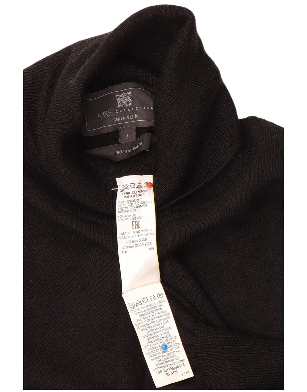Marks & Spencer Damen-Pullover mit Rollkragen, Gr. 40, Größe L, Schwarz