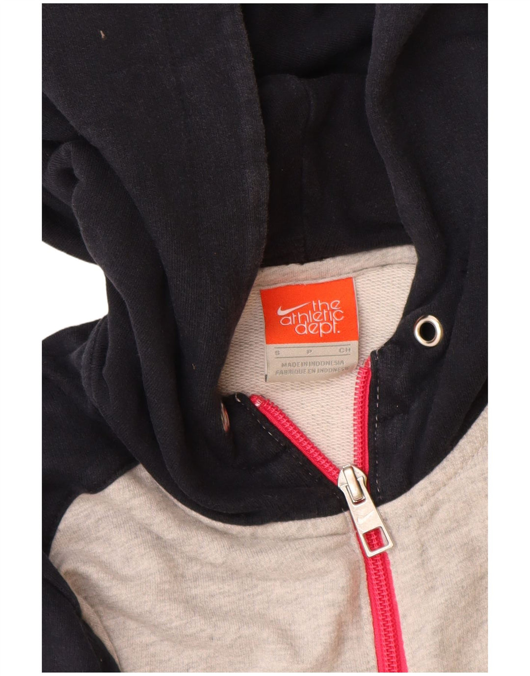 Nike Damen-Kapuzenpullover mit Reißverschluss, Gr. 10, Größe S, Grau, Farbblock