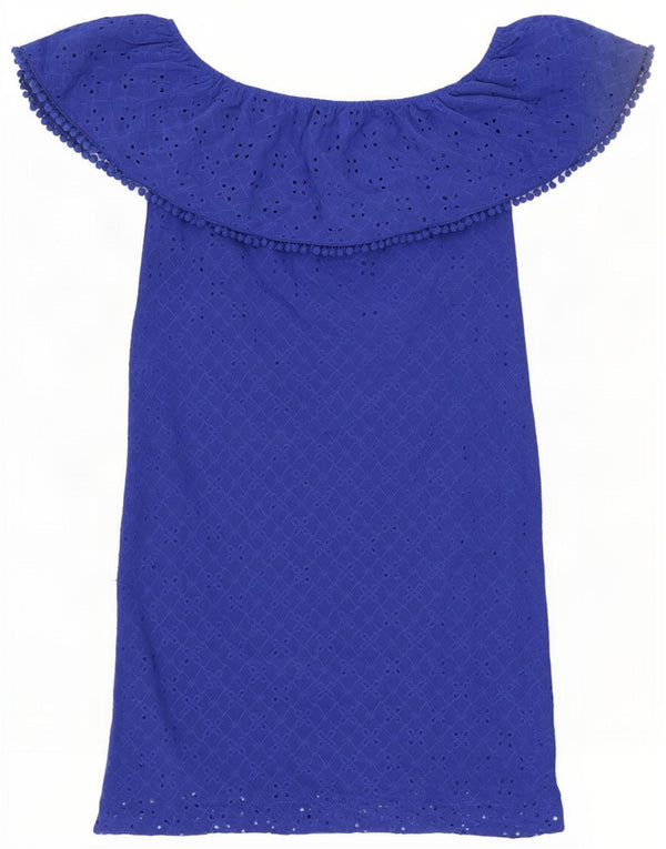 Oasis Schulterfreies Damenkleid UK 6 XS Blau Polyester