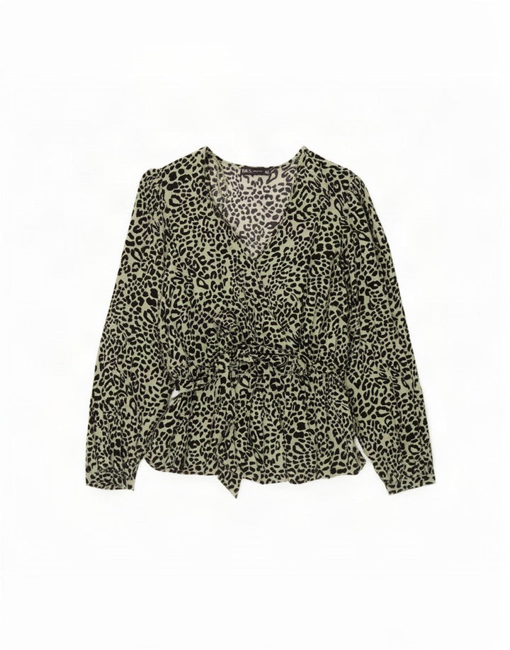 Marks & Spencer Damen Blusenoberteil UK 12 Mittelgrüner Animal-Print