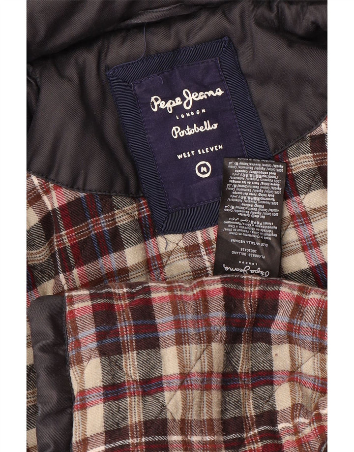 PEPE Jeans Wattierte Damenjacke mit Kapuze, UK 14, mittelmarineblaue Baumwolle