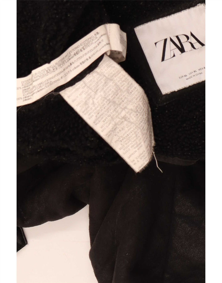 Zara Herren Sherpa Jacke UK 42 XL Schwarz Polyester