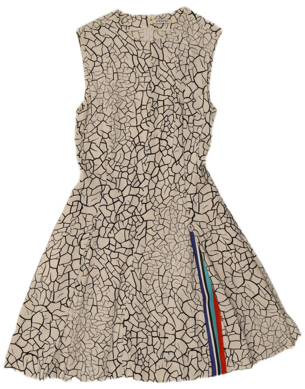 Iceberg Damen-Kleid mit abstraktem Muster, ärmellos, A-Linie, Größe 42, mittelweiß
