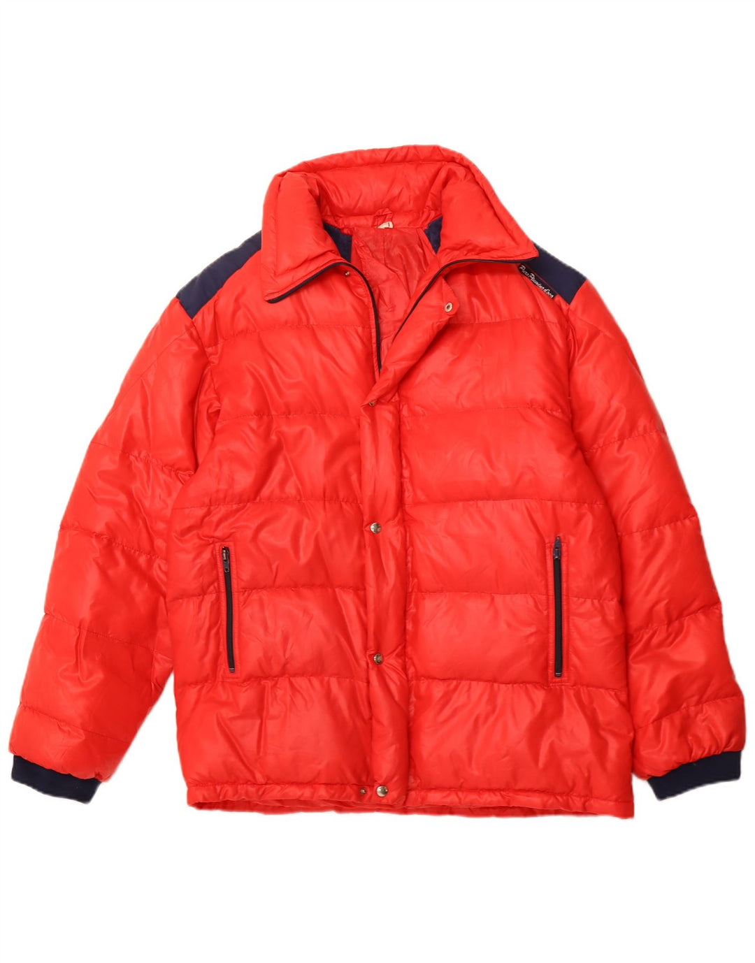 VINTAGE Wattierte Herrenjacke UK 40 Großes rotes Colourblock-Polyamid