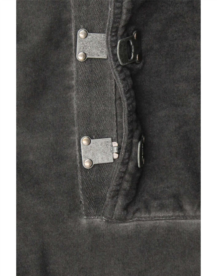 Desigual Herren-Kapuzenpullover mit Knopfkragen, groß, aus grauer Baumwolle