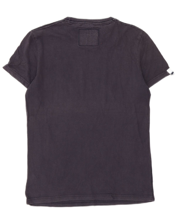 Superdry Damen Grafik-T-Shirt-Oberteil UK 14 Mittelmarineblaue Baumwolle