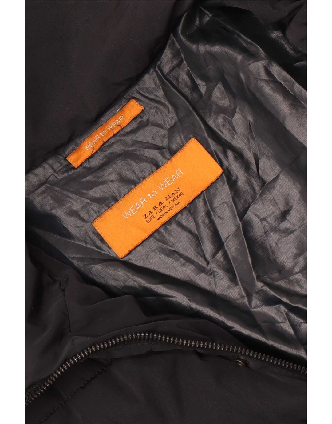 Zara Herren-Jacke mit Kapuze, gepolstert, Größe 40, Schwarz