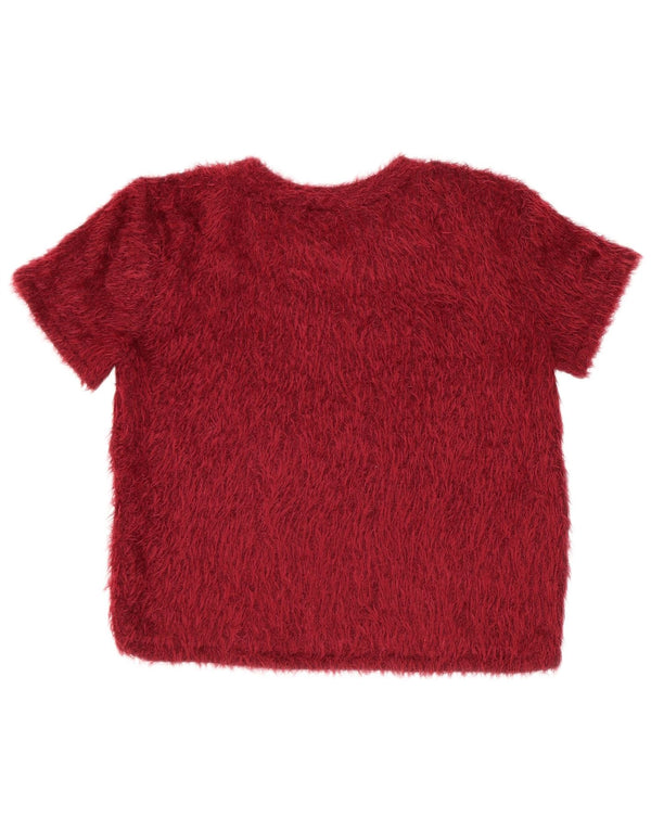 Zara Damen Trafaluc Crop T-Shirt Top UK 12 Mittelrotes Polyester