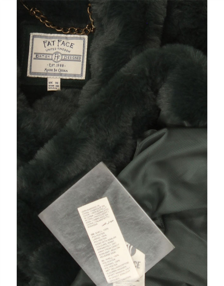 Fat Face Damen Übergroßer Kunstpelzmantel UK 10 Small Grün Polyester