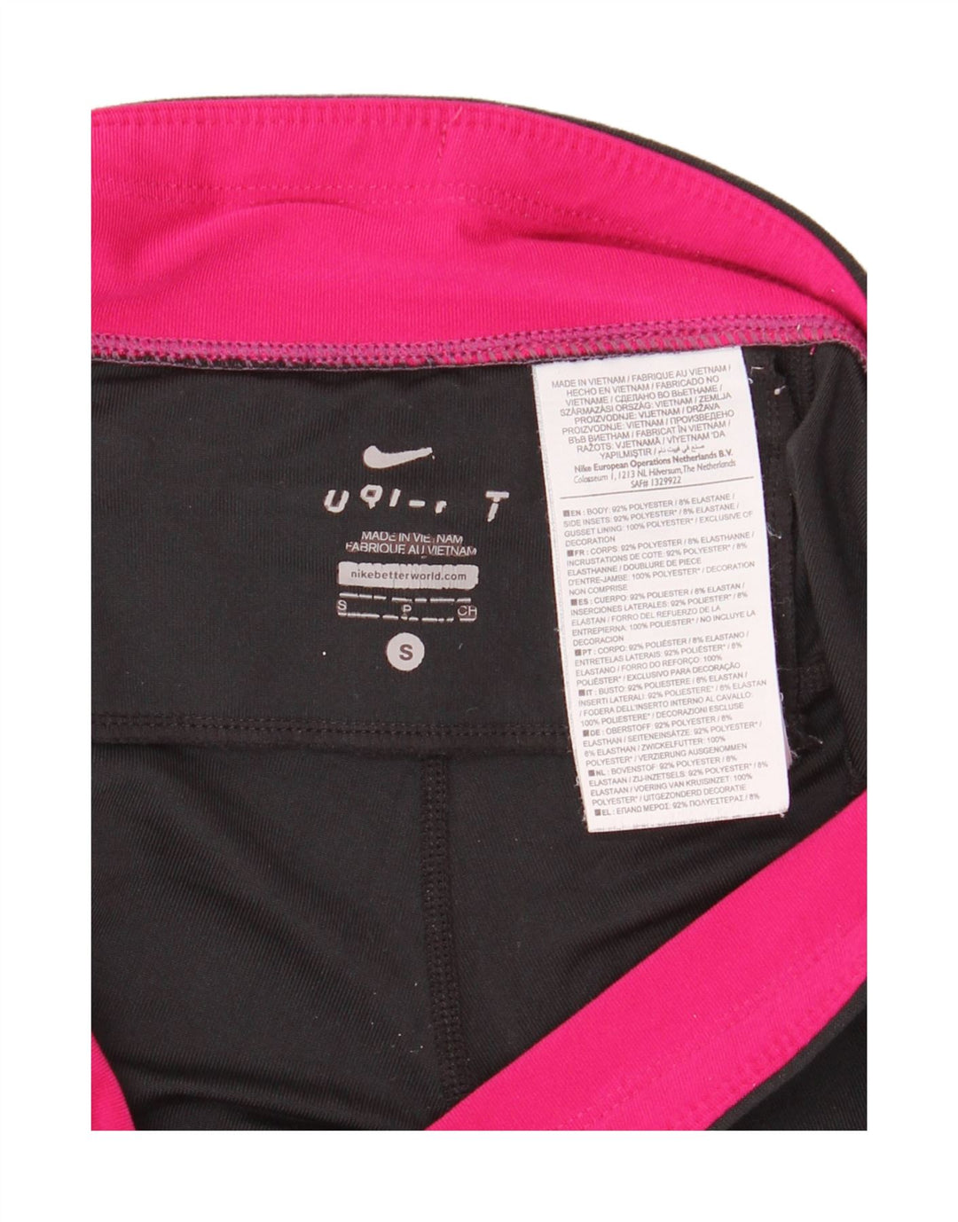 Nike Damen Leggings UK 10 Small Schwarz Colourblock Polyester