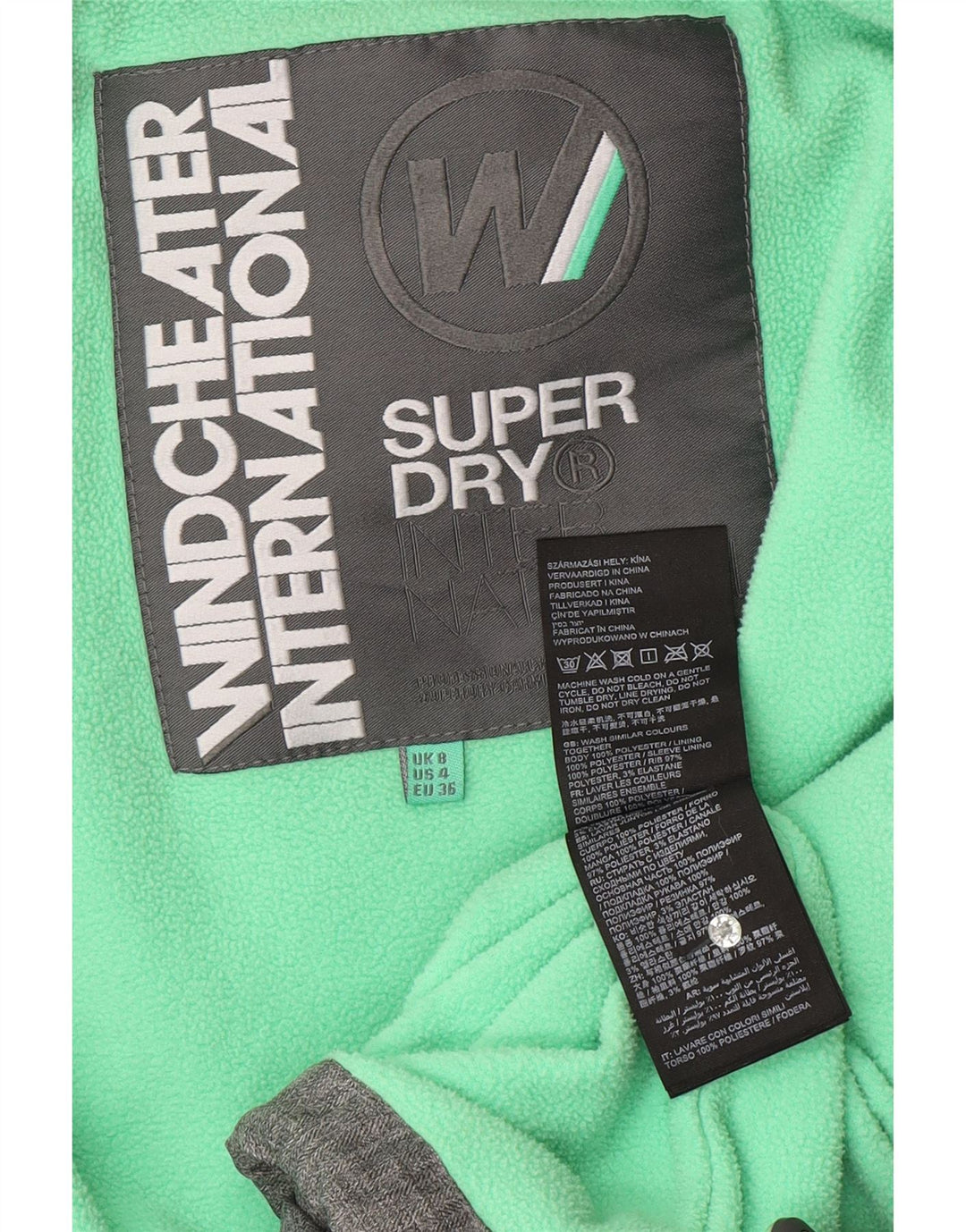 SUPERDRY Damen The Windcheater Graphic Windjacke UK 8 Small Grau