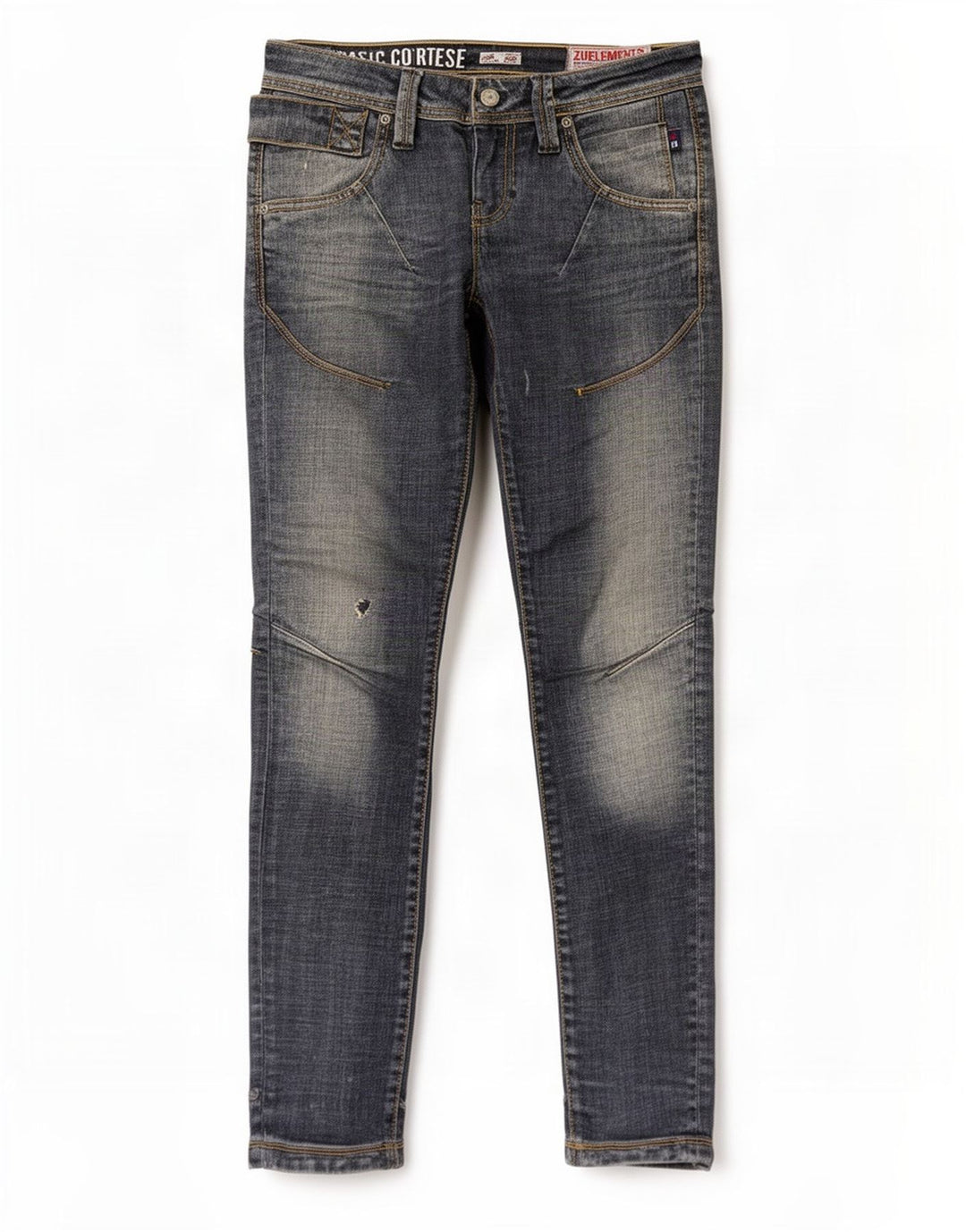 Zu Elements Damen Distressed Skinny Jeans W26 L31 Blaue Baumwolle