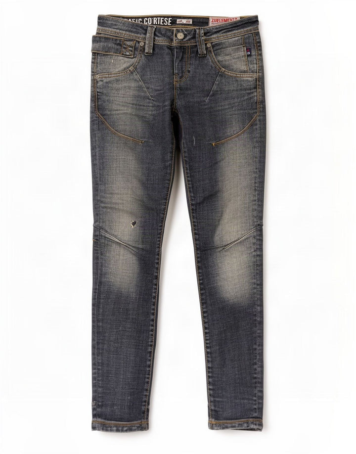 Zu Elements Damen Distressed Skinny Jeans W26 L31 Blaue Baumwolle