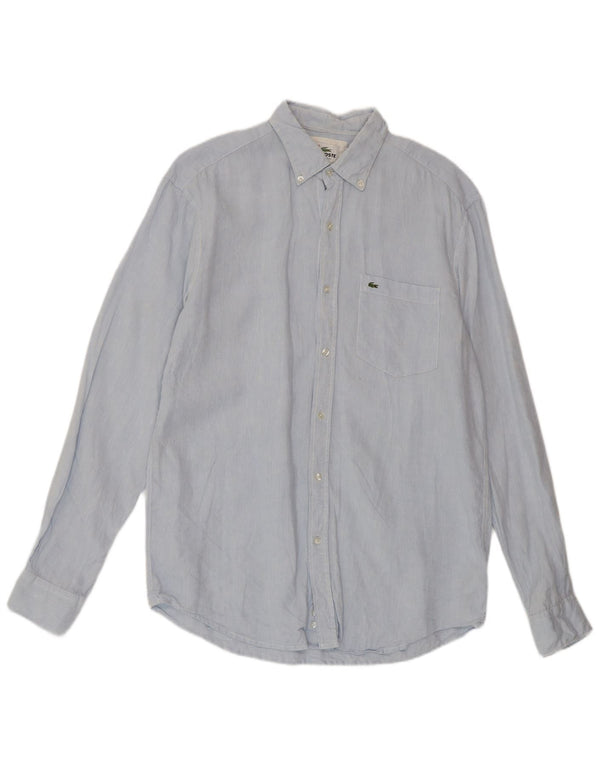 Lacoste Herren-Hemd mit normaler Passform, Größe 40, mittelblaues Leinen