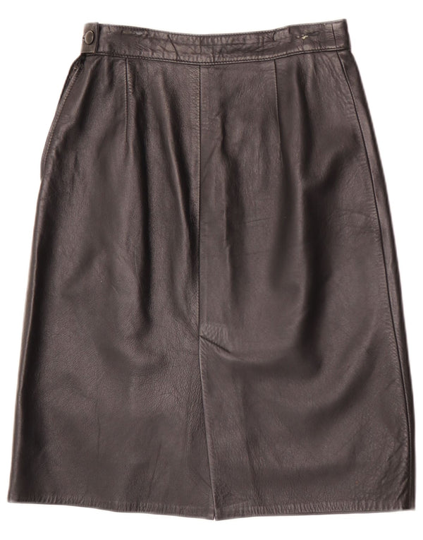 Vintage Damen High Waist Lederrock IT 46 Large W26 Schwarz