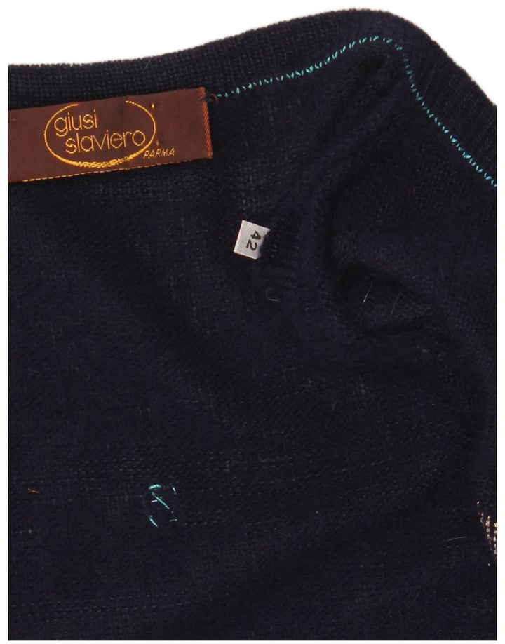 GIUSI SLAVIERO Damen Strickjacke Pullover IT 42 Medium Navy Blue Spotted