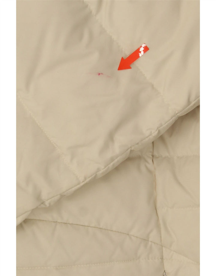 VINTAGE Wattierter Damenmantel mit Kapuze UK 14 Medium Off White Polyester