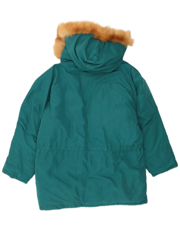 Vintage Damen Kapuzenjacke gepolstert UK 18 XL Blau Polyester