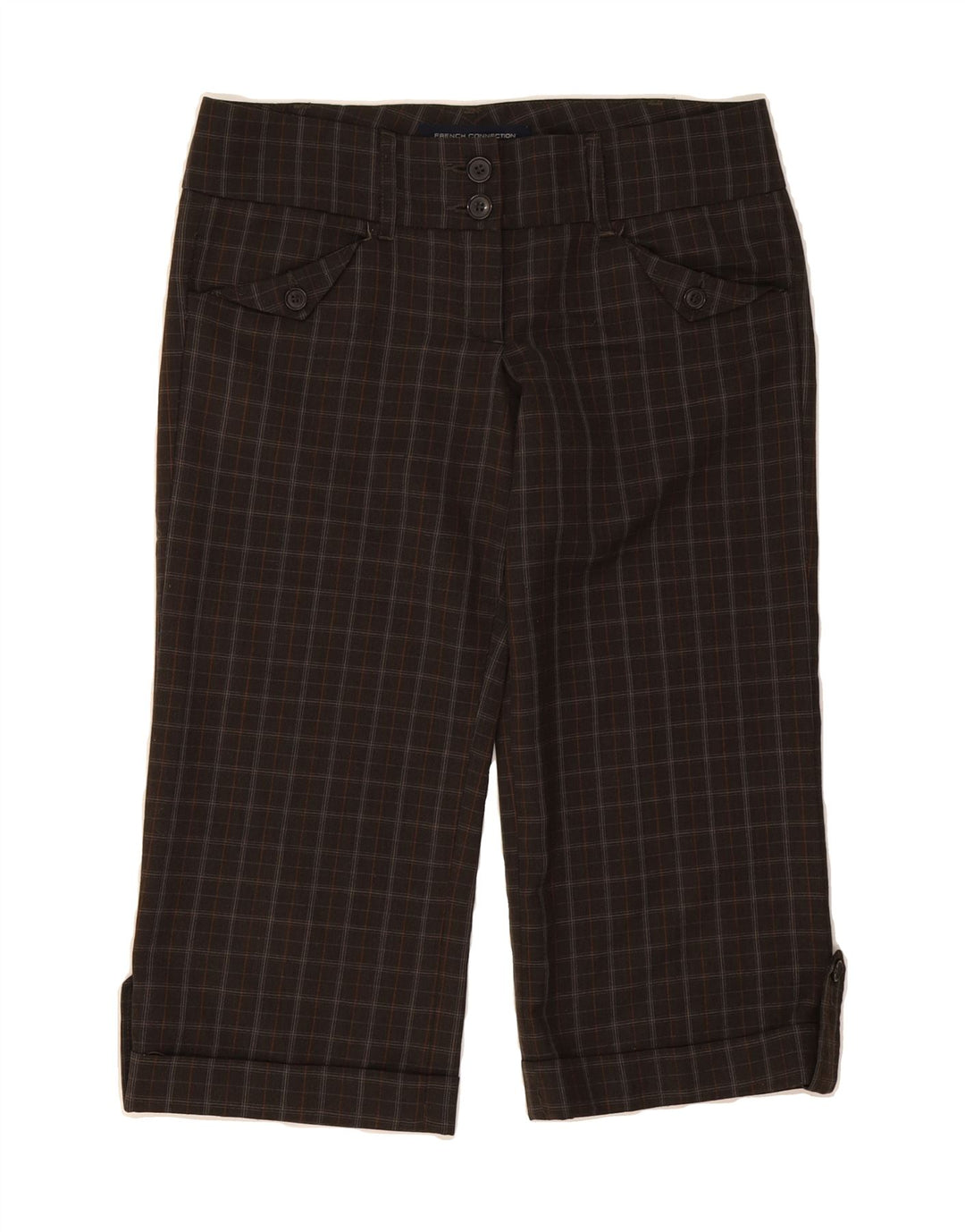 FRENCH CONNECTION Womens Capri Trousers US 10 Large W32 L20 Brown Check Vintage French Connection and Second-Hand French Connection from Messina Hembry 