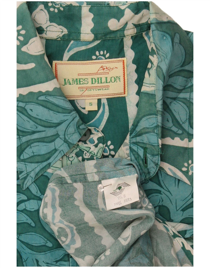 James Dillon Herren-Kurzarmhemd, kleine grüne Blumenseide