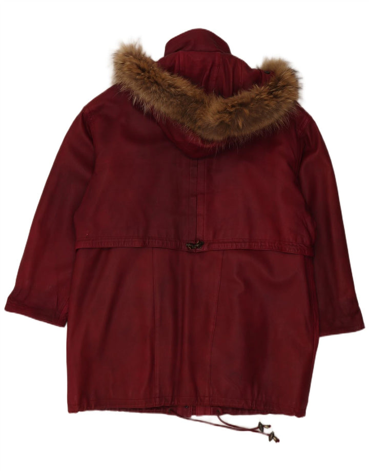 Vintage Damen Übergroße Parkajacke mit Kapuze EU 48 2XL Kastanienbraun