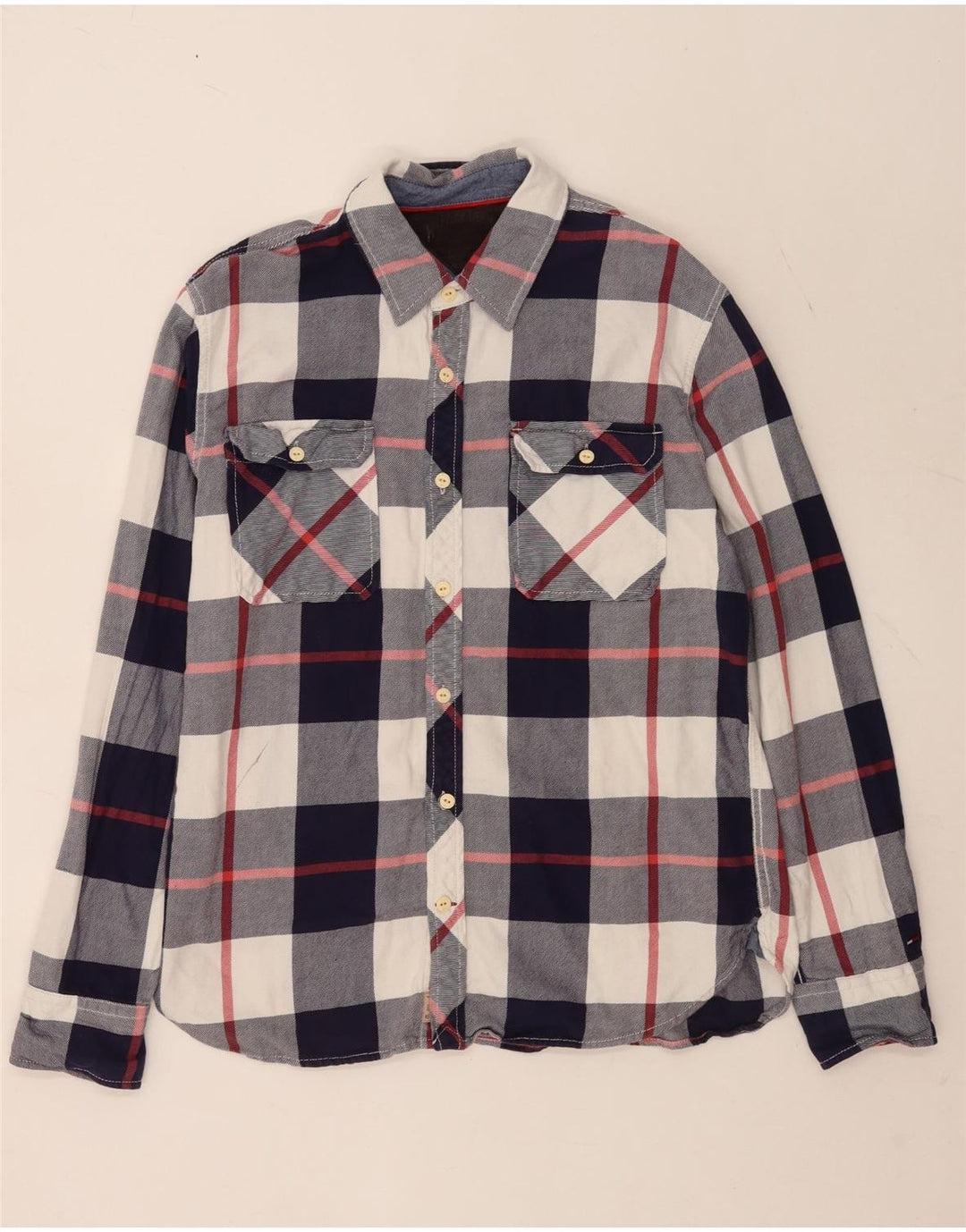 Tommy Hilfiger Herren-Flanellhemd XL, blau kariert, Baumwolle
